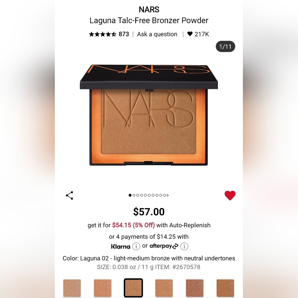 New NARS Laguna 2 Bronze Powder